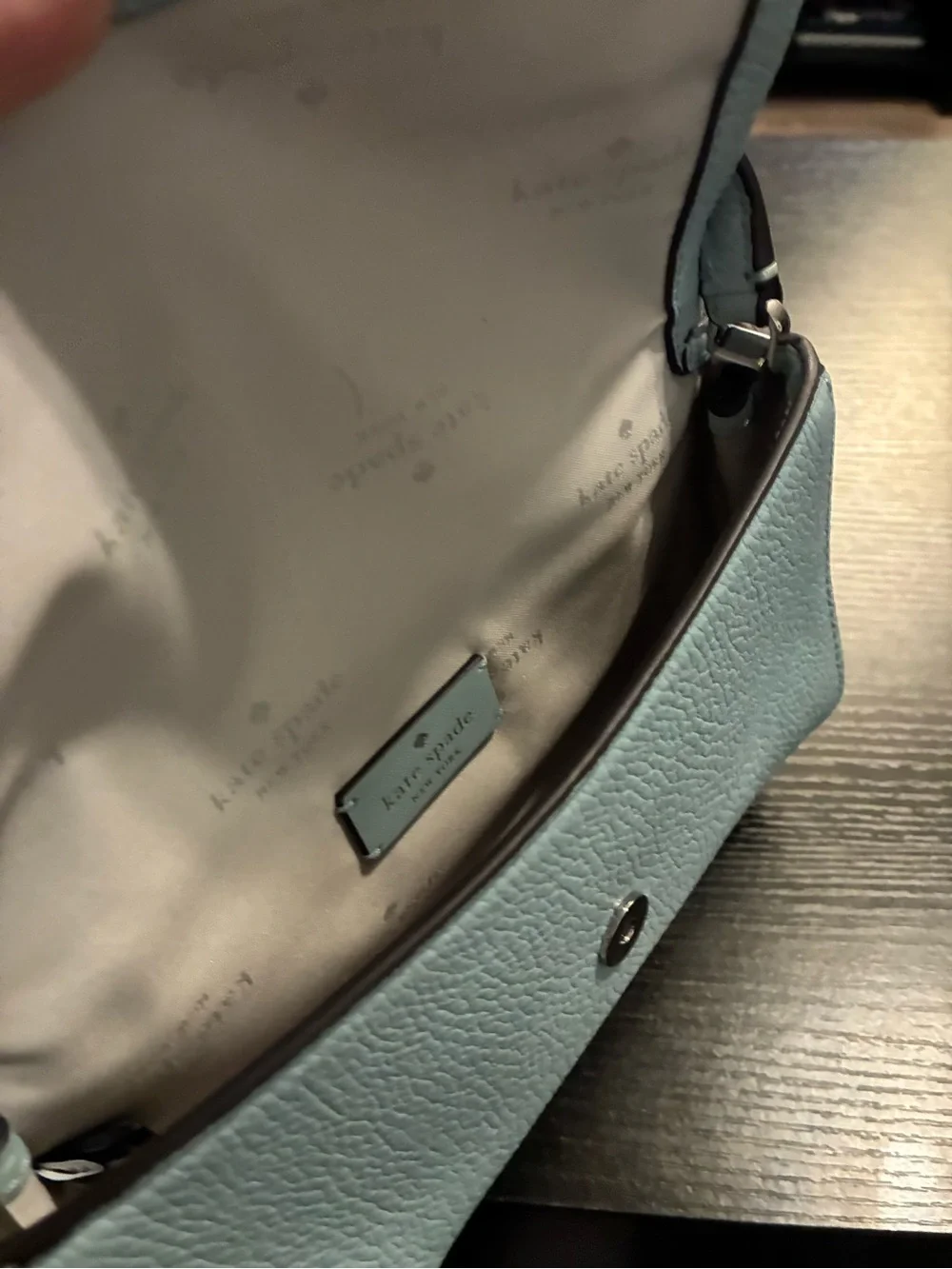 kate spade light blue pebbled leather crossbody bag